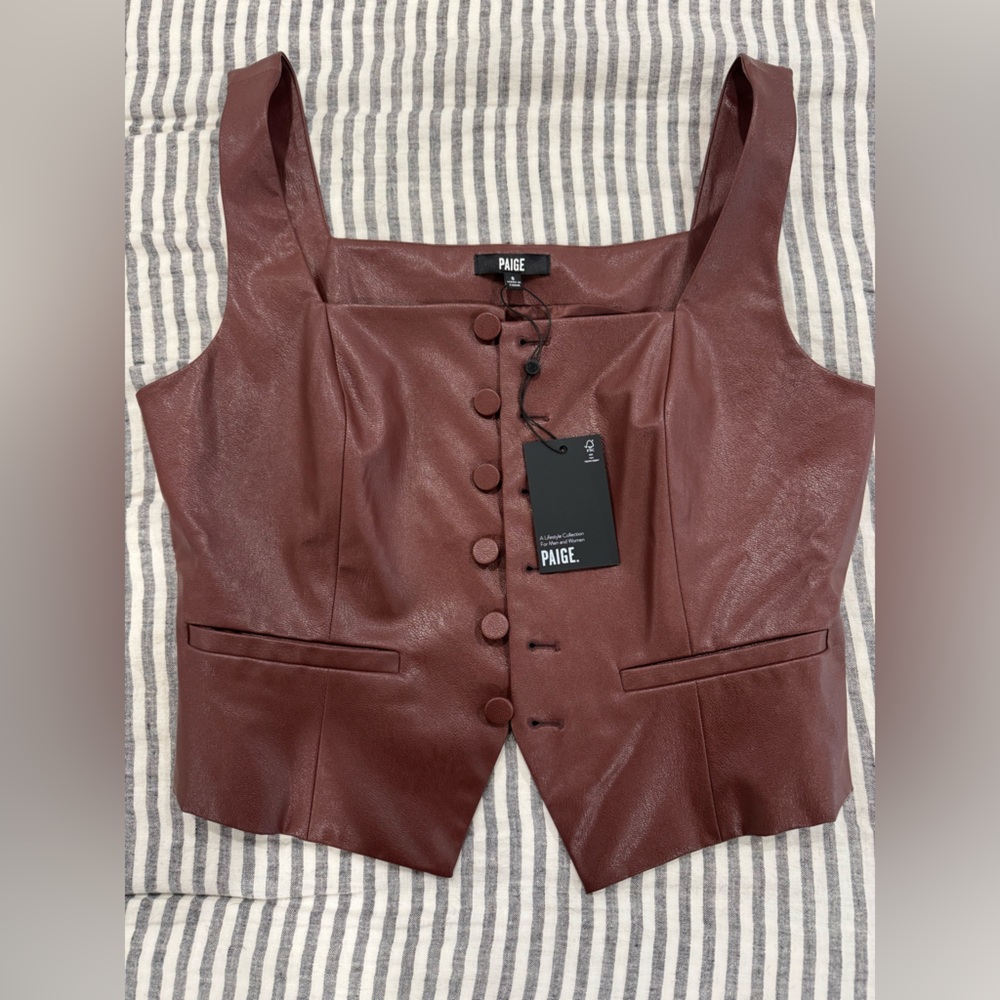 Women's Brownish red Leather Vest